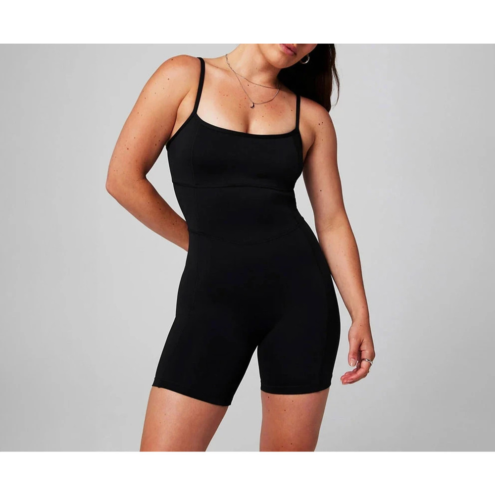 All in Motion Women's Brushed Sculpt Short Bodysuit babydoll Black Small A005543